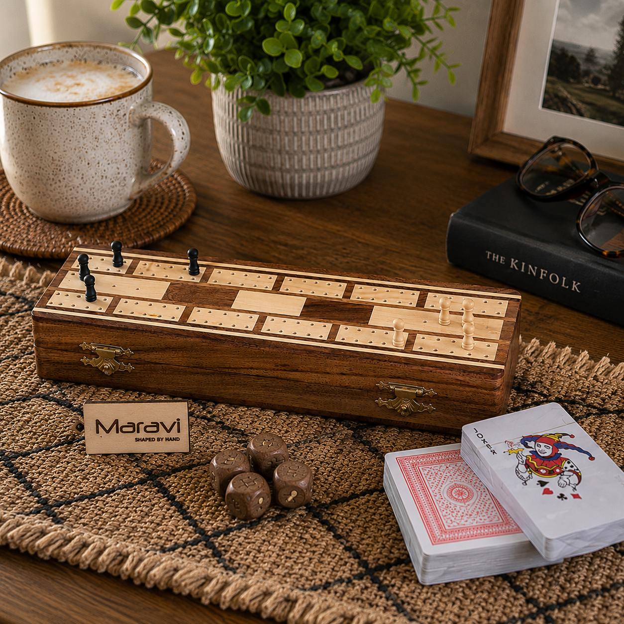Deori Sheesham Wood Travel Cribbage Set