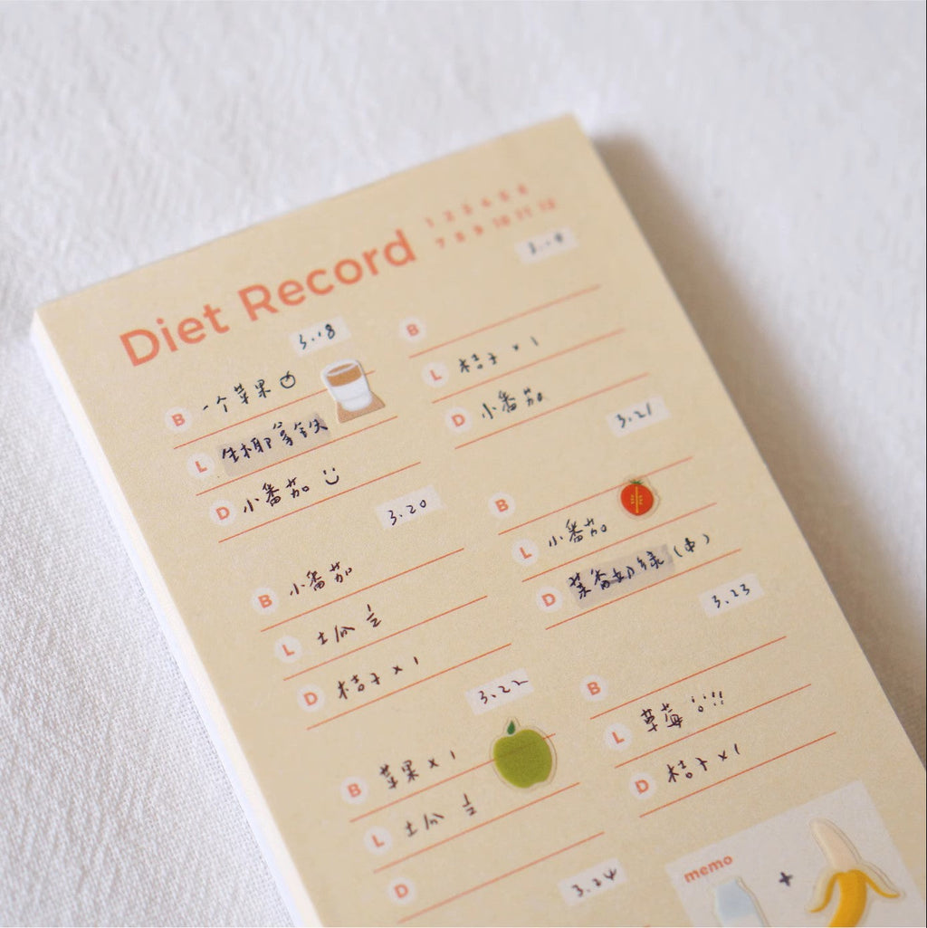 LuLuFun Studio Food Record Memo Pad – 60 Sheet Meal Tracker Note Pad