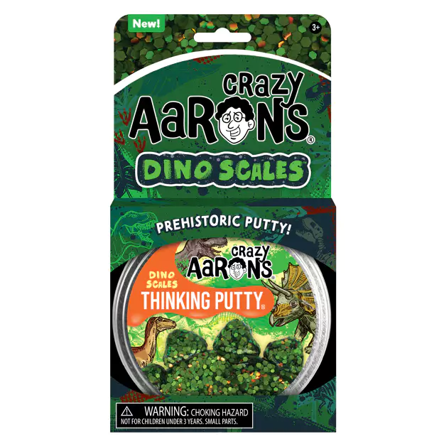 Crazy Aaron's Dino Scales Thinking Putty – Green Silicone Fidget Toy