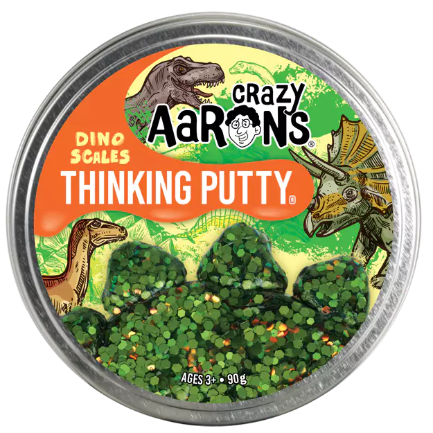 Crazy Aaron's Dino Scales Thinking Putty – Green Silicone Fidget Toy