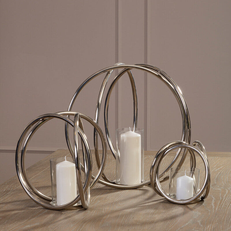 Orsina Aura Large Silver Pillar Candle Holder – Hand-Cast Aluminium