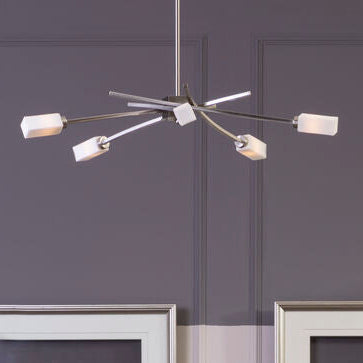 Orsina Abira 5-Light Frosted Glass Pendant Lamp – Silver Iron Finish