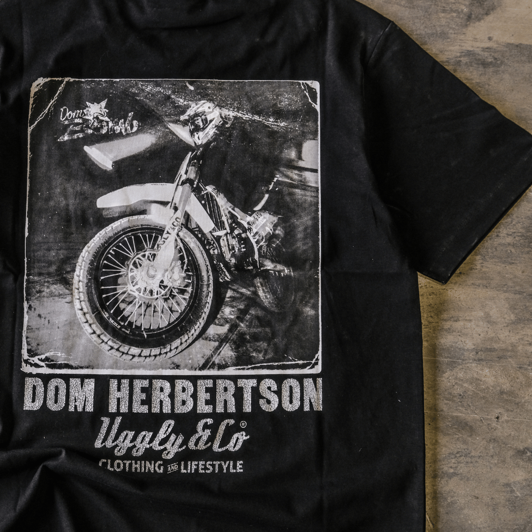 Uggly and Co Dom Herbertson Flattrack Tee – Heavyweight Cotton Graphic