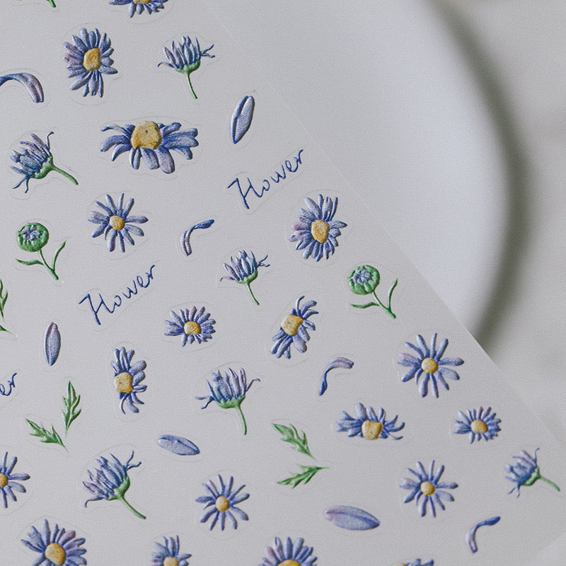 LuLuFun Studio Purple Daisy Nail Deco Stickers – Floral Nail Art Decals