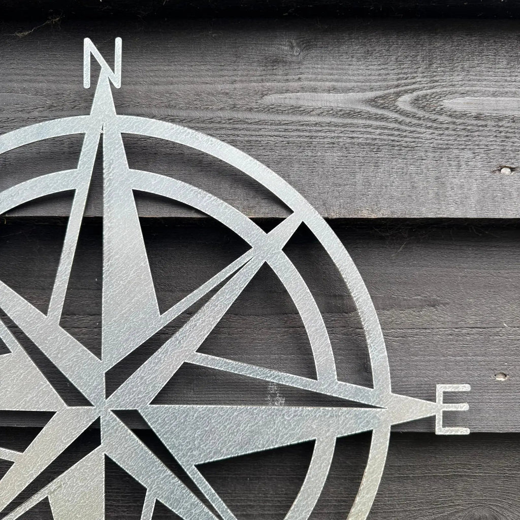 Rustic Warehouse Norfolk | 50cm Galvanized Steel Compass Wall Art
