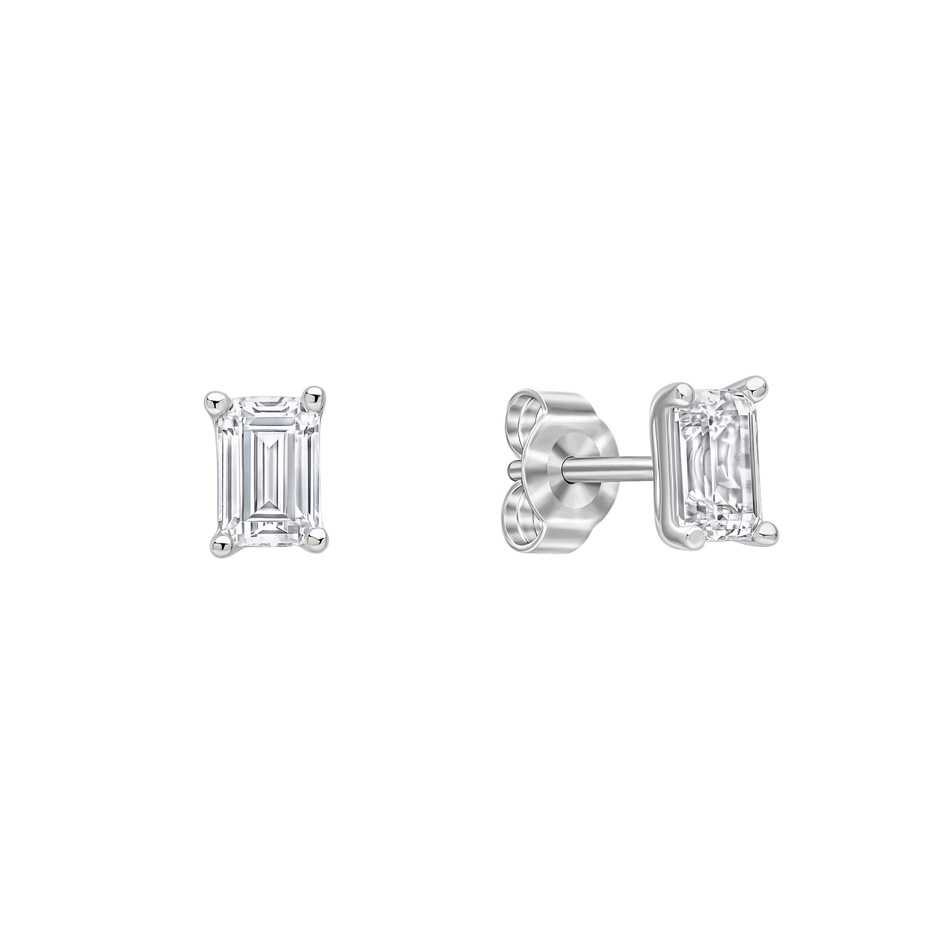 Diamonfire Emerald Cut Zirconia Stud Earrings in Sterling Silver
