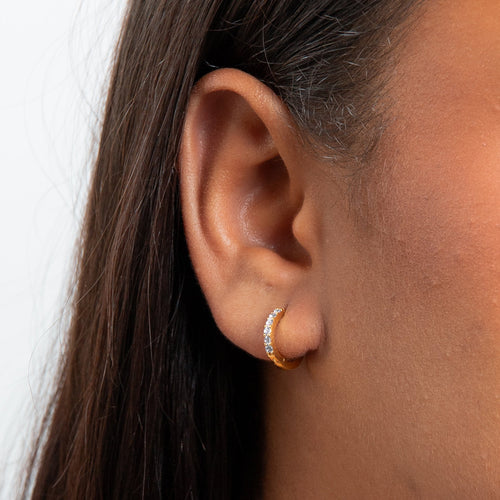 Gecko Jewellery Sterling Silver Cubic Zirconia Hoop Earrings