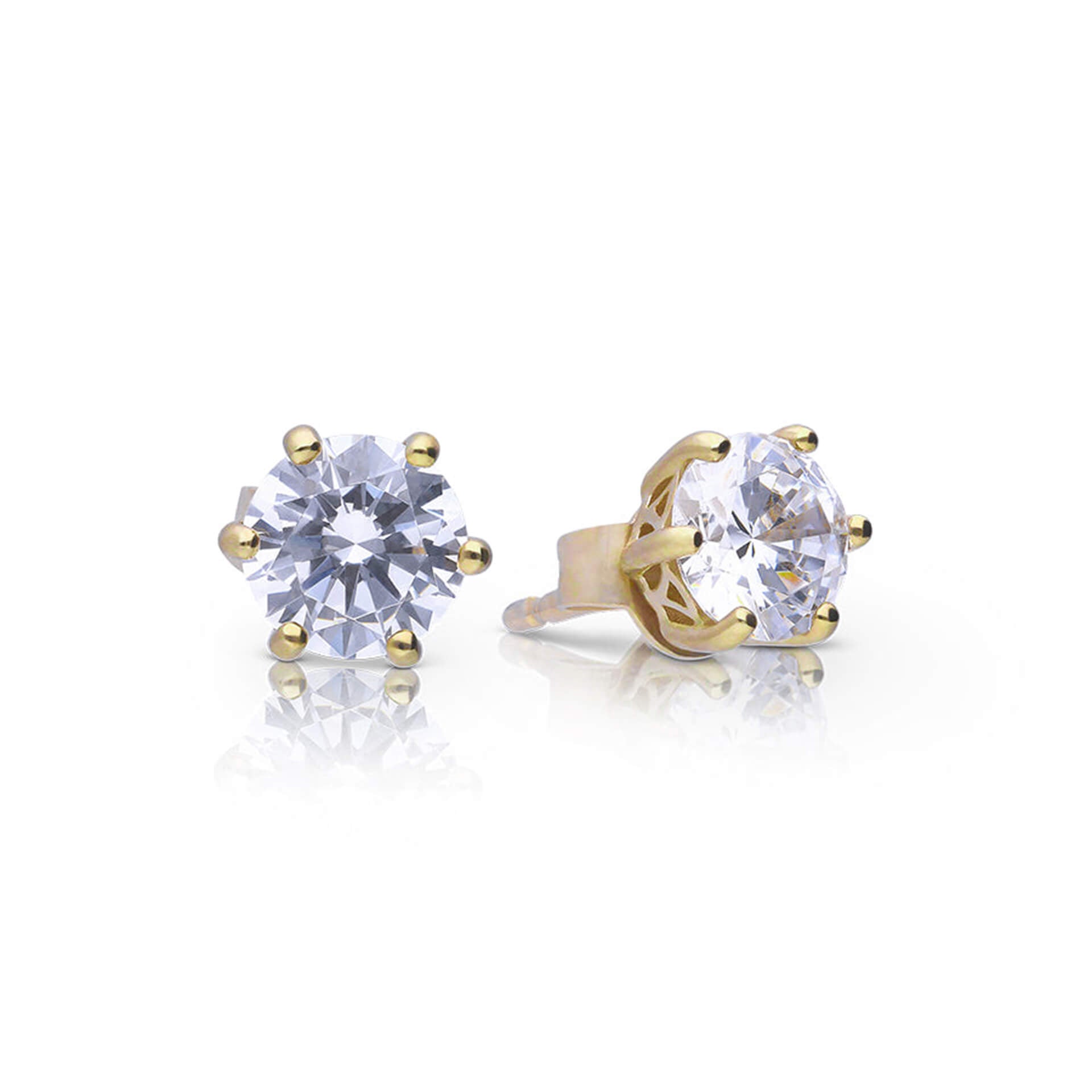 Diamonfire Six Claw Carat Stud Earrings | Sterling Silver Zirconia