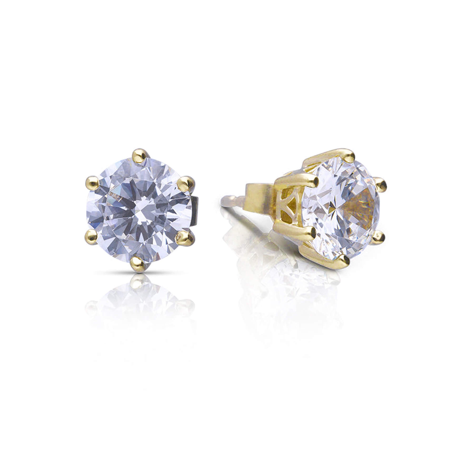 Diamonfire Six Claw Carat Stud Earrings | Sterling Silver Zirconia