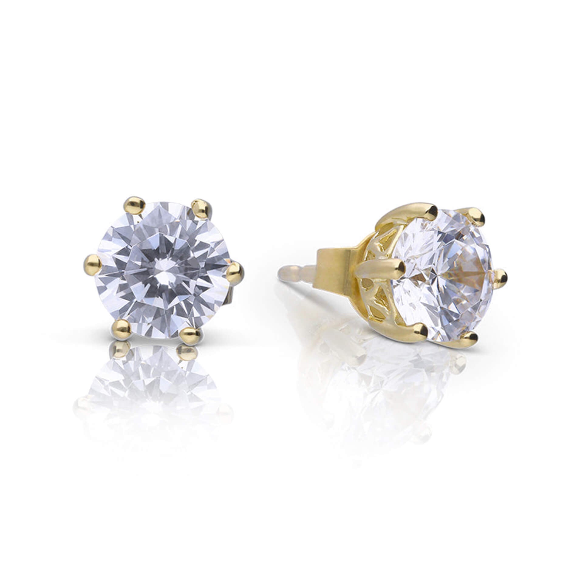 Diamonfire Six Claw Carat Stud Earrings | Sterling Silver Zirconia