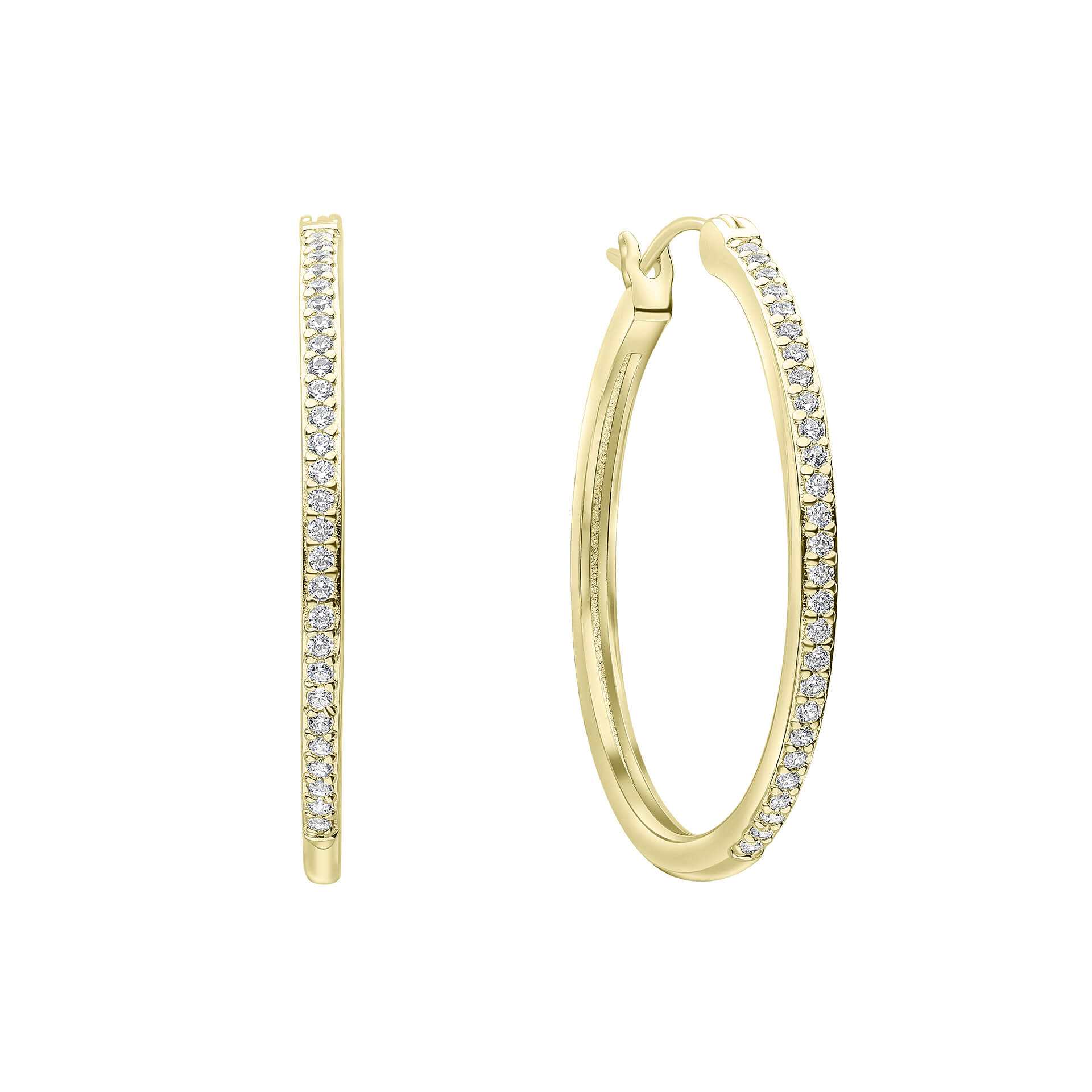 Diamonfire 33mm Large Hoop Earrings | Sterling Silver & Shell Pearl