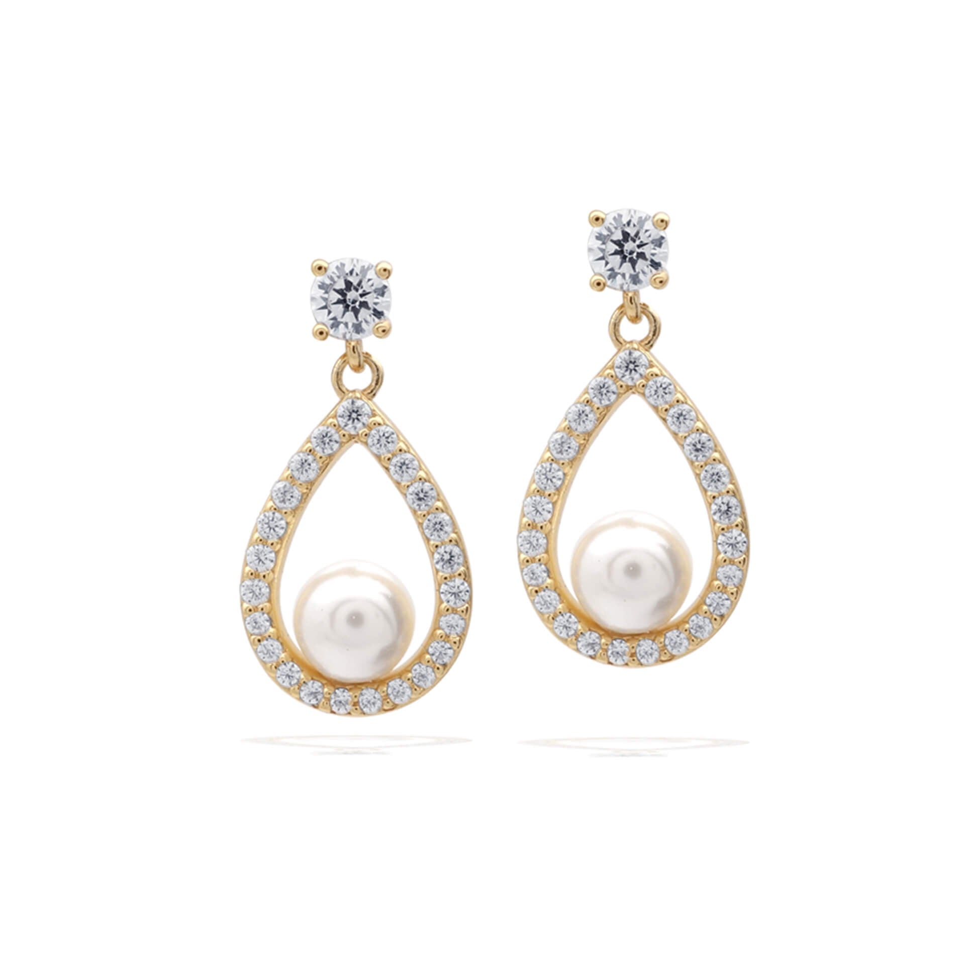 Diamonfire Shell Pearl Teardrop Earrings in Sterling Silver | Gecko