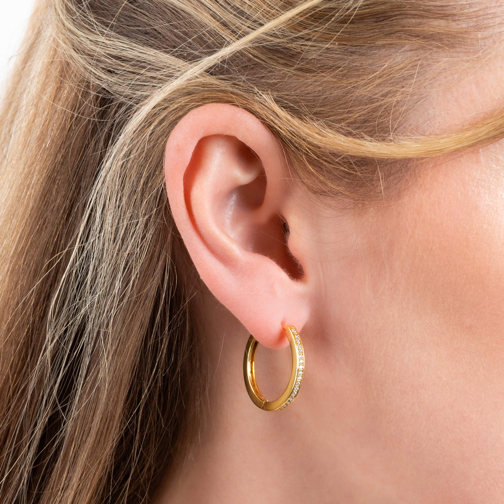 Diamonfire Zirconia Hoop Earrings – Sterling Silver Classic Creoles