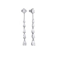 Diamonfire Sterling Silver Teardrop Front Stud and Back Drop Earrings
