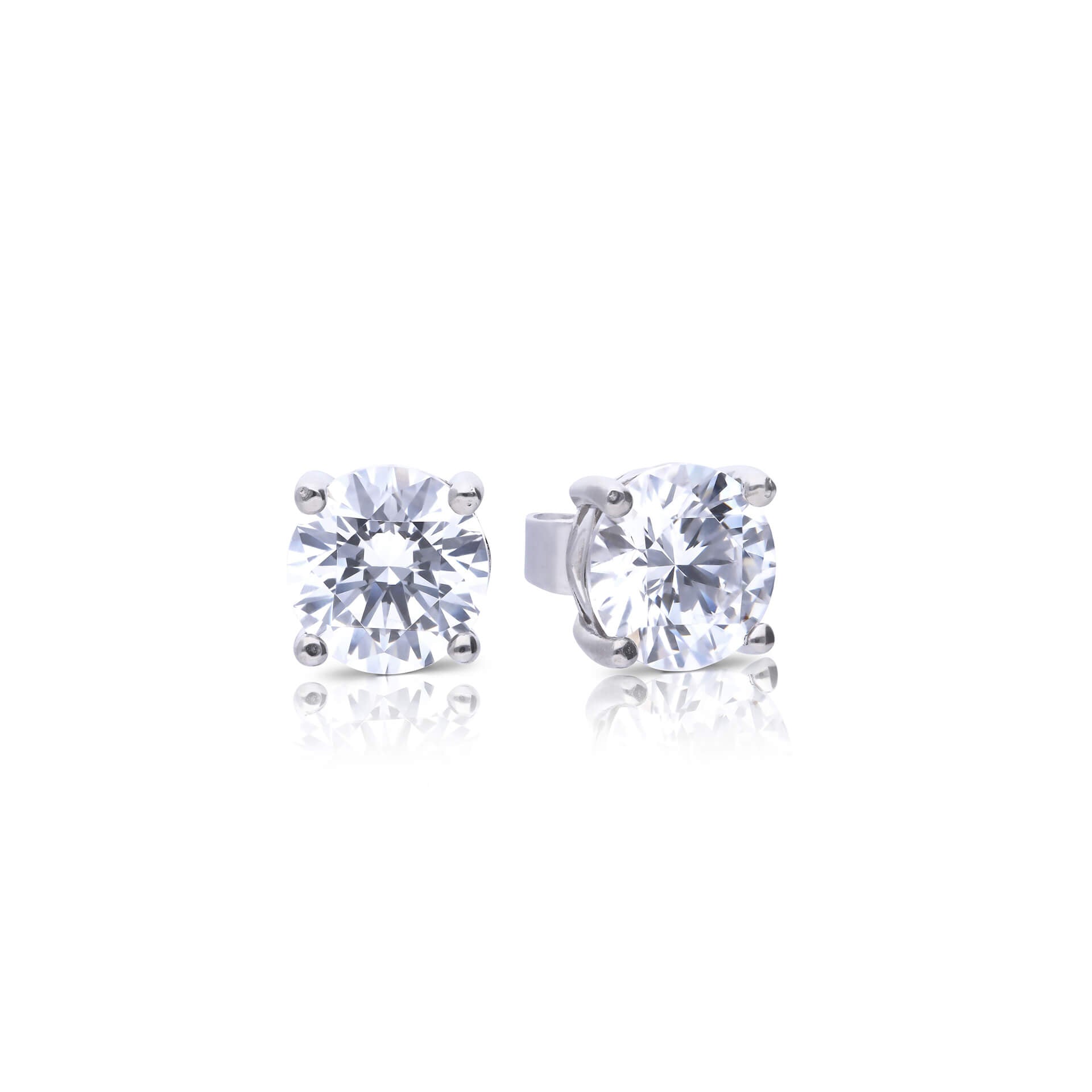 Gecko Jewellery Sterling Silver Four Claw Zirconia Solitaire Stud Earrings