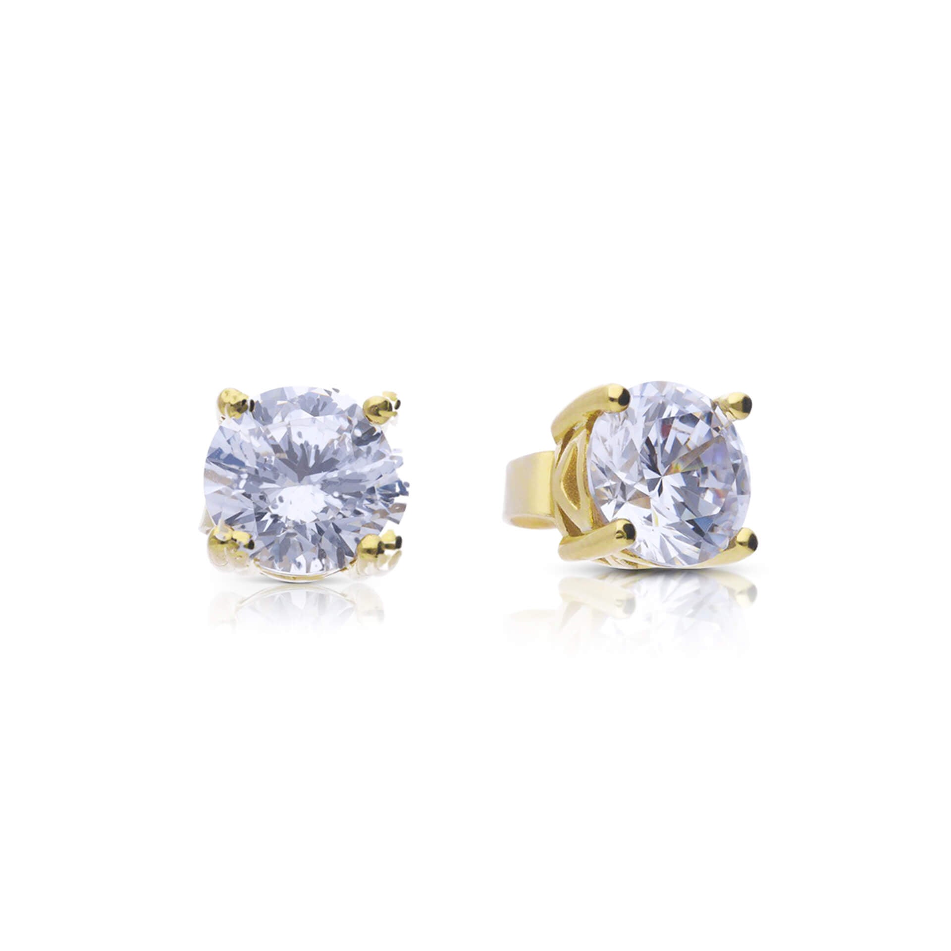 Gecko Jewellery Sterling Silver Four Claw Zirconia Solitaire Stud Earrings