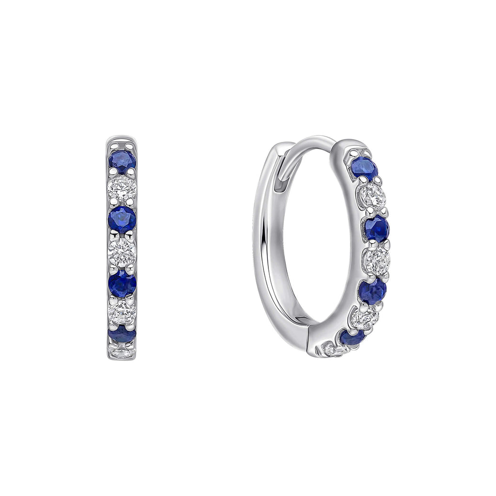 Diamonfire Two Tone Zirconia Hoop Earrings in Triple Plated Silver