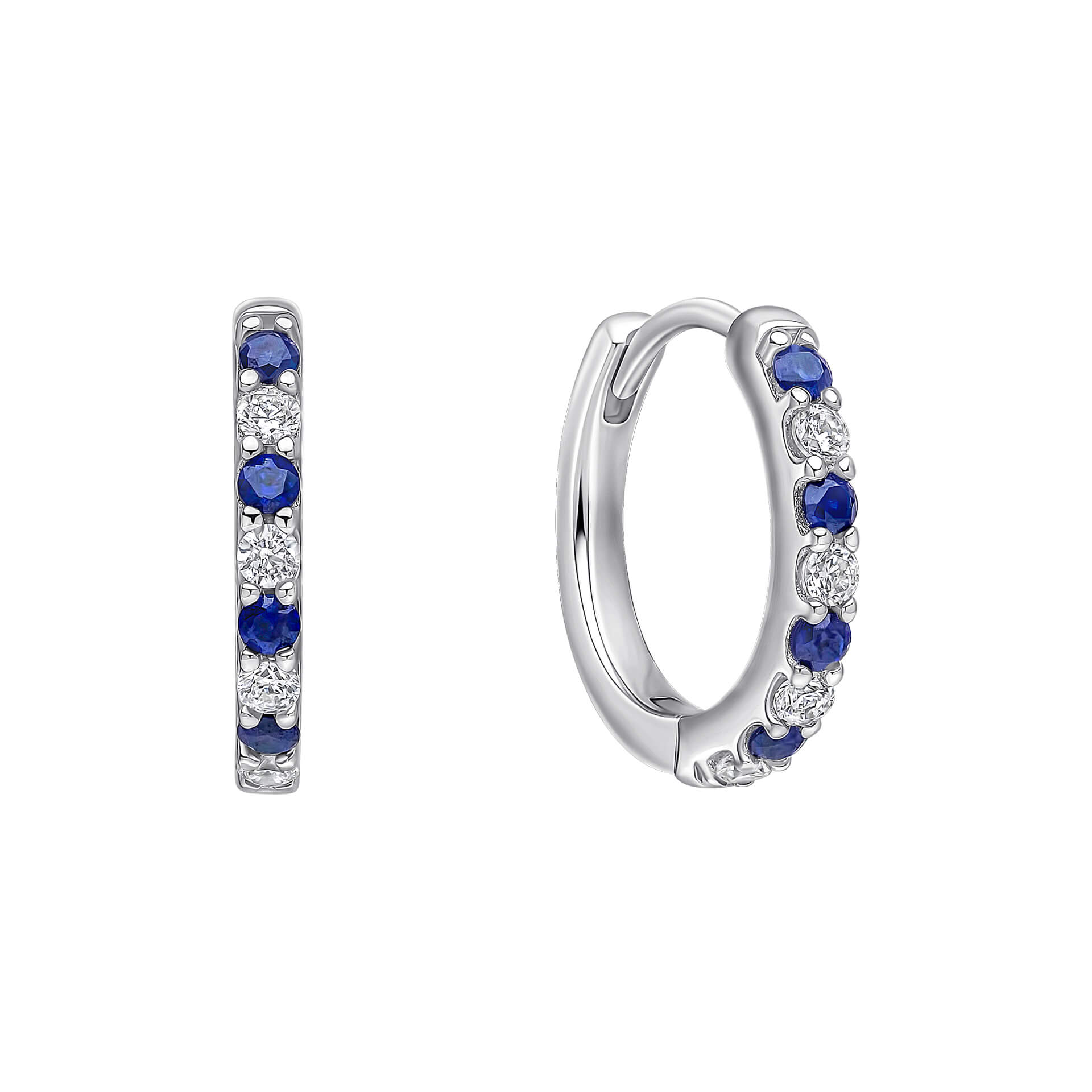 Diamonfire Two Tone Zirconia Hoop Earrings in Triple Plated Silver