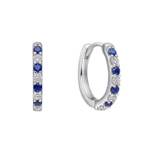 Diamonfire Two Tone Zirconia Hoop Earrings in Triple Plated Silver