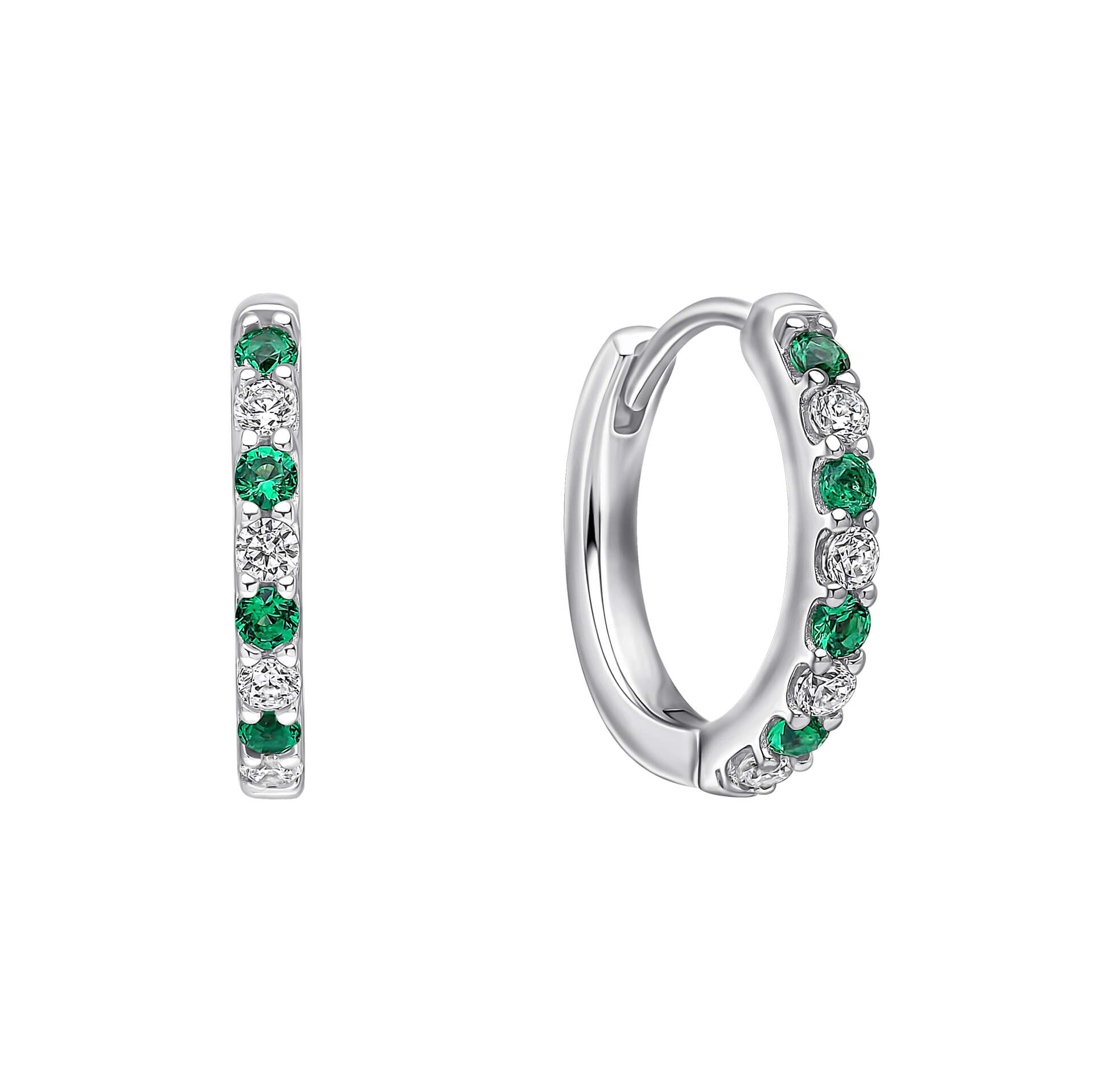 Diamonfire Two Tone Zirconia Hoop Earrings in Triple Plated Silver