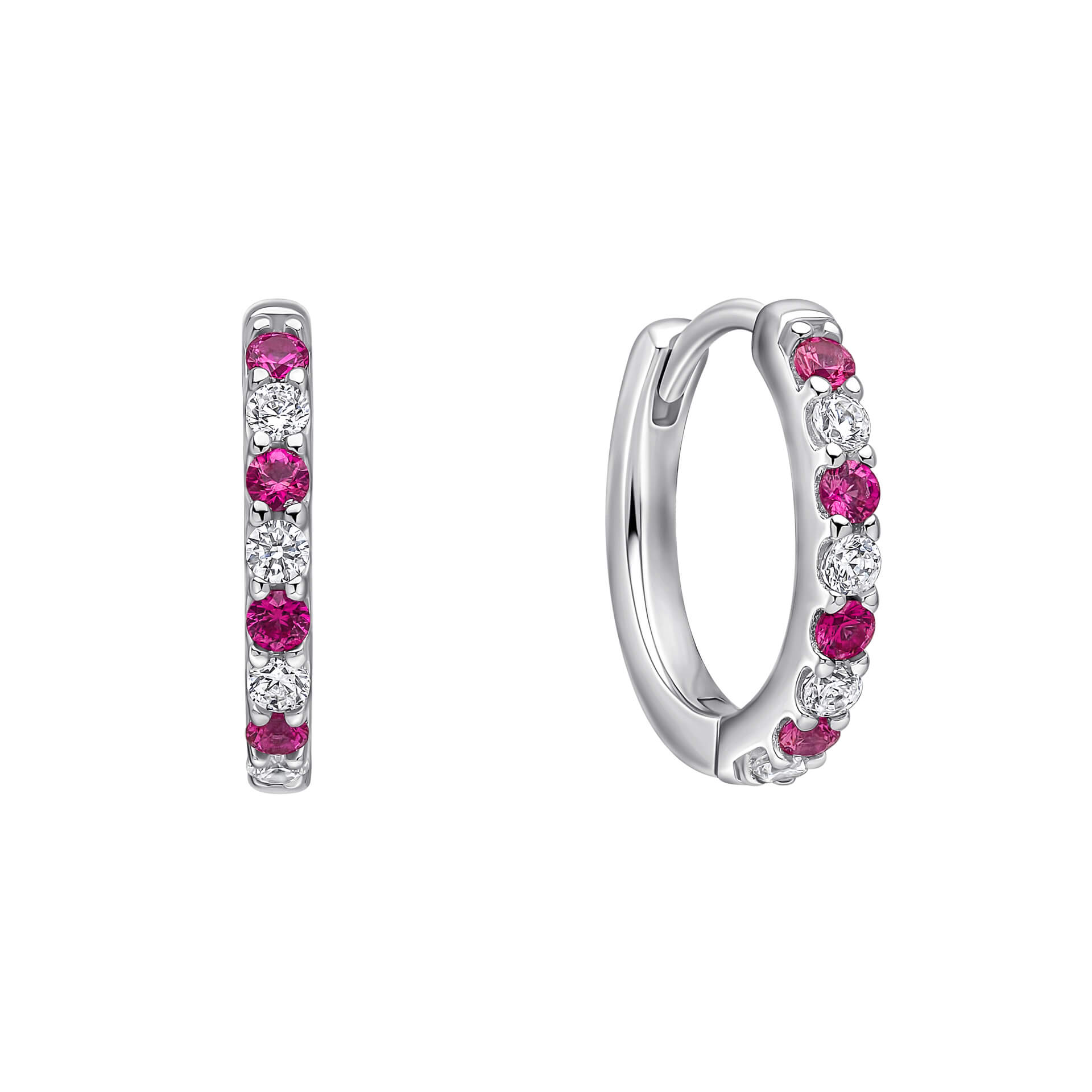 Diamonfire Two Tone Zirconia Hoop Earrings in Triple Plated Silver