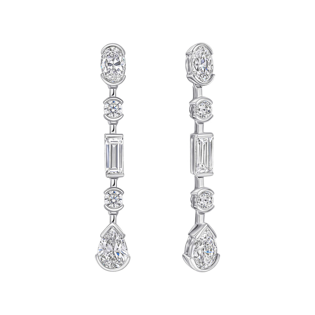 Gecko Jewellery Elongated Half Bezel Drop Earrings in Sterling Silver