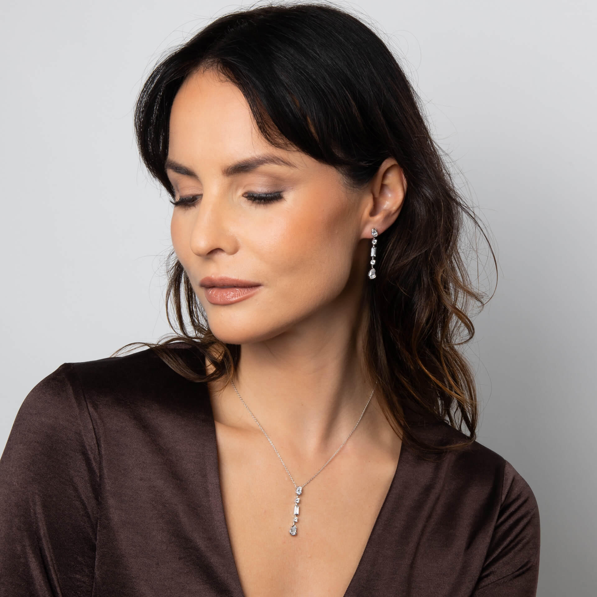 Gecko Jewellery Elongated Half Bezel Drop Earrings in Sterling Silver