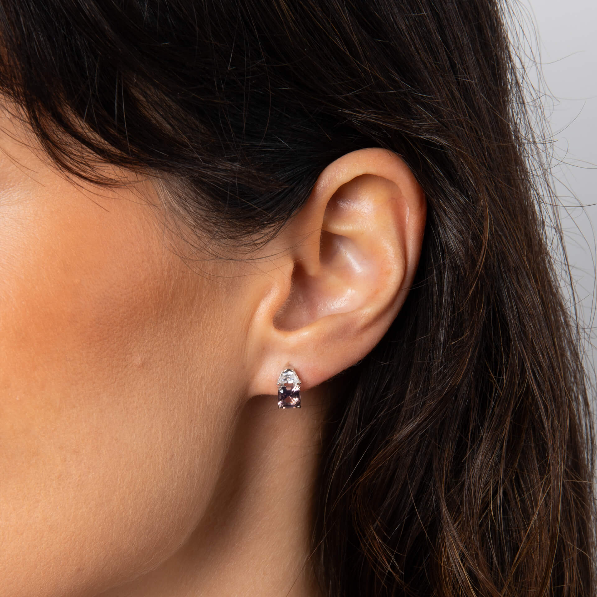Gecko Jewellery Square Cut Sterling Silver Earrings with Zirconia