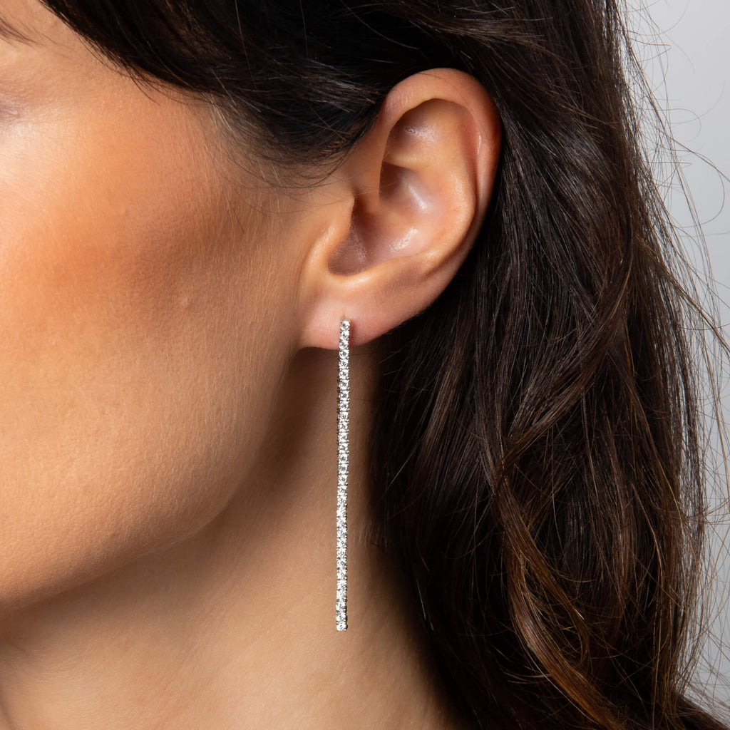Diamonfire Tennis Chain Drop Earrings in Triple Plated Sterling Silver
