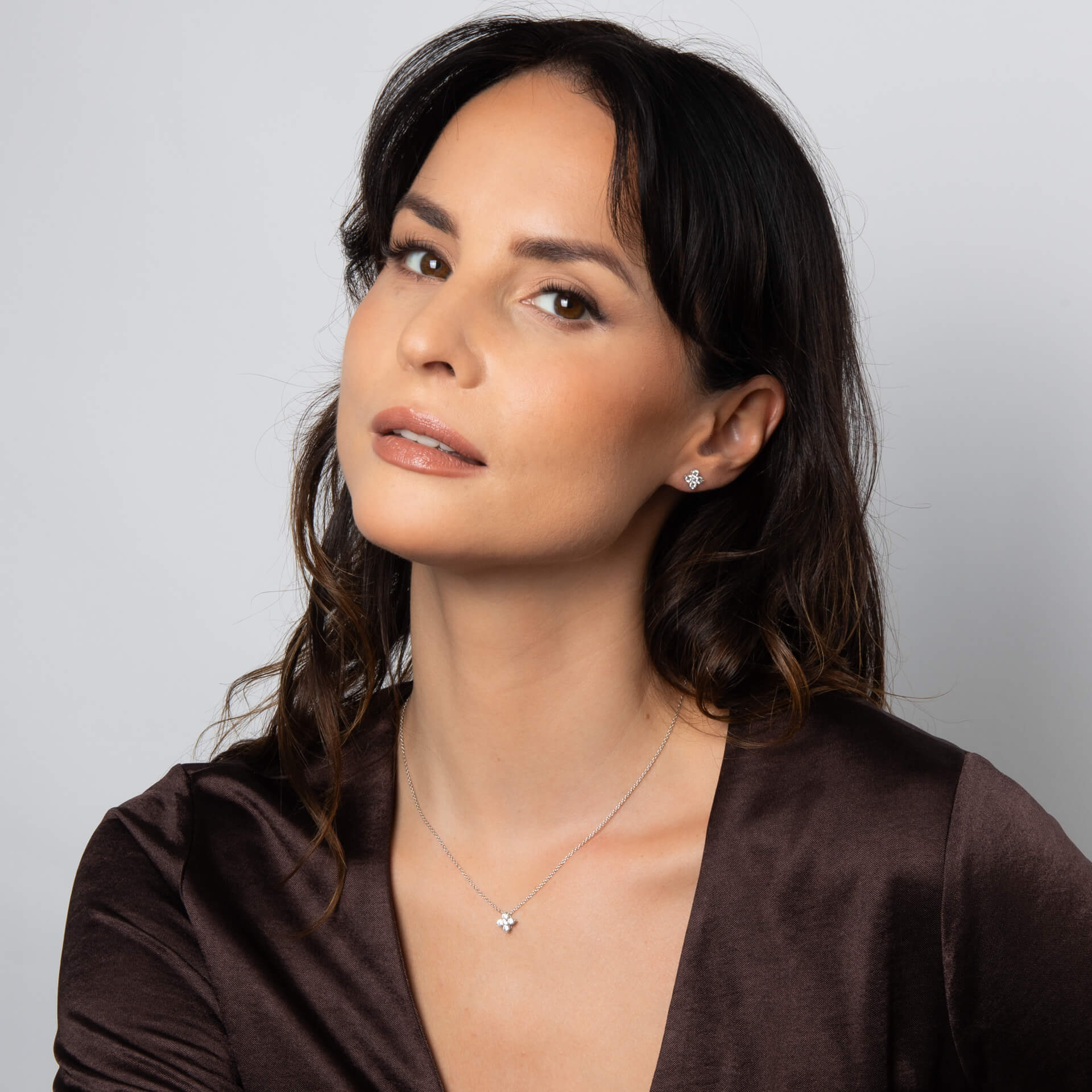 Gecko Jewellery Zirconia Cluster Flower Stud Earrings in Sterling Silver