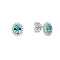 Gecko Jewellery Oval Zirconia Pave Stud Earrings in Sterling Silver