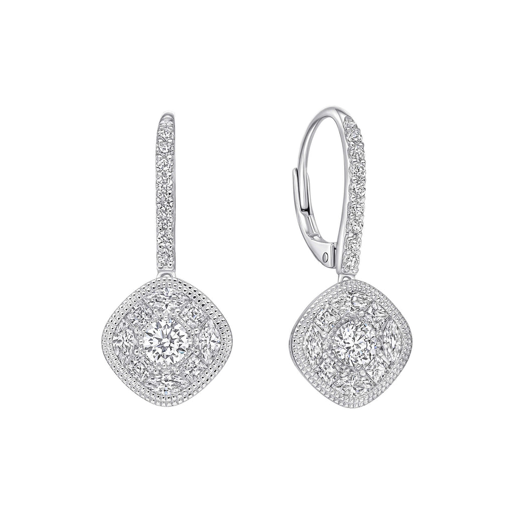 Gecko Jewellery Pave Stippled French Hook Earrings in Sterling Silver