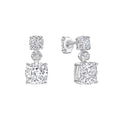 Gecko Jewellery Radiant & Oval Cut Zirconia Drop Earrings in Silver
