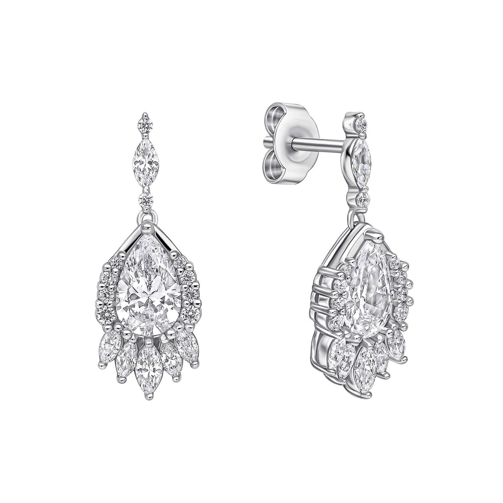 Gecko Jewellery Teardrop Chandelier Earrings | Sterling Silver Zirconia