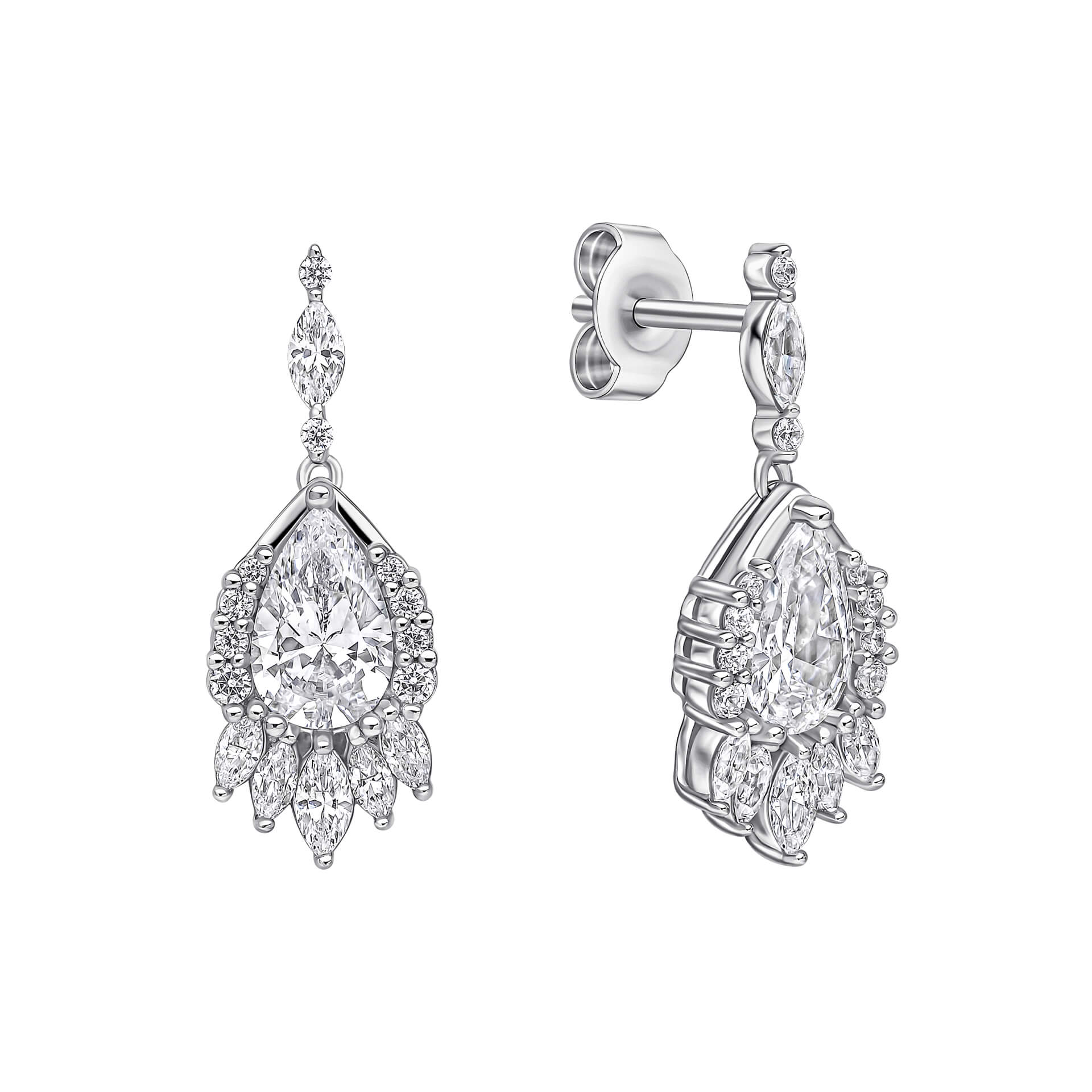 Gecko Jewellery Teardrop Chandelier Earrings | Sterling Silver Zirconia