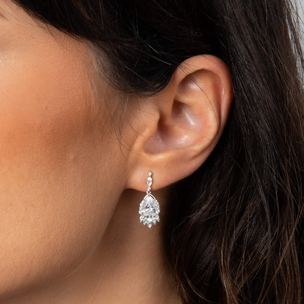 Gecko Jewellery Teardrop Chandelier Earrings | Sterling Silver Zirconia