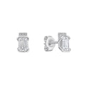 Diamonfire Emerald Cut Half Bezel Stud Earrings in Sterling Silver