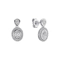 Gecko Jewellery Halo Double Drop Stud Earrings | Sterling Silver Zirconia