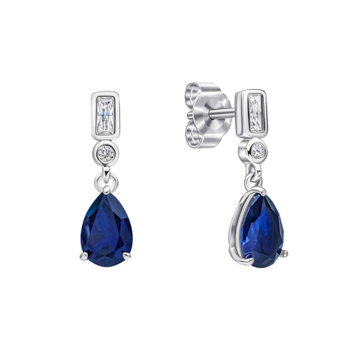 Gecko Jewellery Sterling Silver Bezel and Teardrop Zirconia Earrings