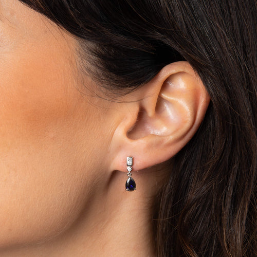 Gecko Jewellery Sterling Silver Bezel and Teardrop Zirconia Earrings