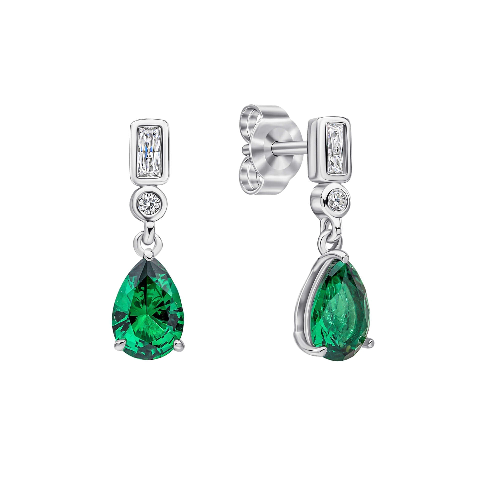 Gecko Jewellery Sterling Silver Bezel and Teardrop Zirconia Earrings
