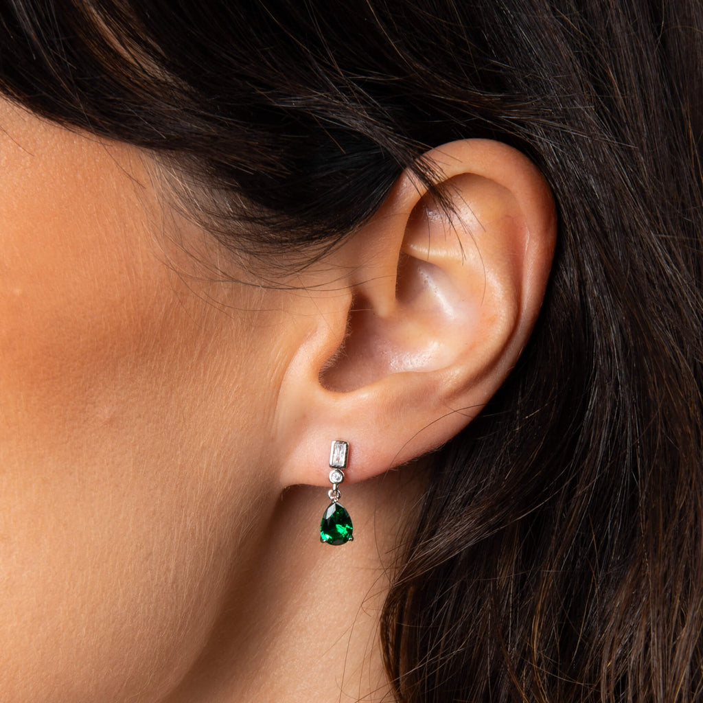 Gecko Jewellery Sterling Silver Bezel and Teardrop Zirconia Earrings