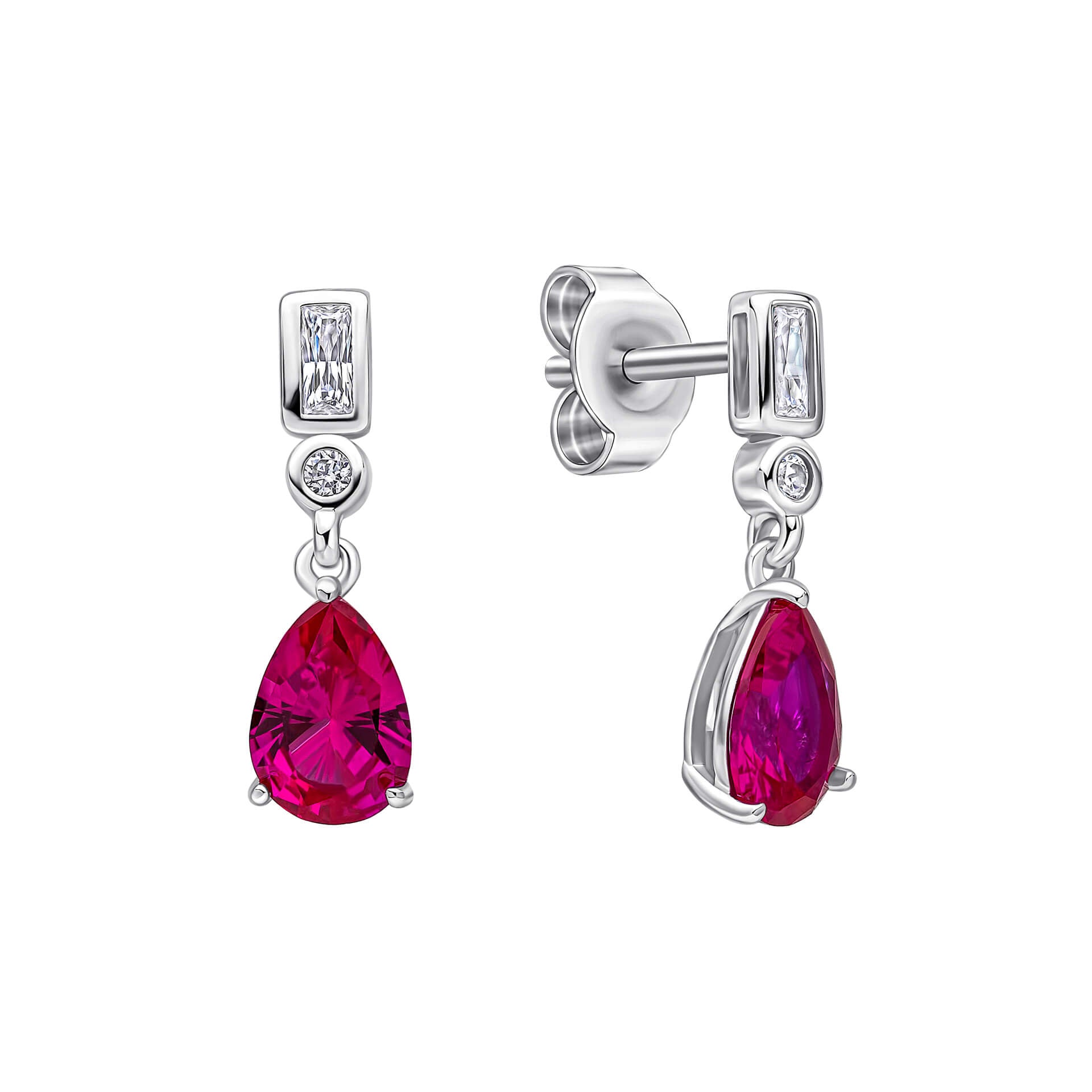 Gecko Jewellery Sterling Silver Bezel and Teardrop Zirconia Earrings