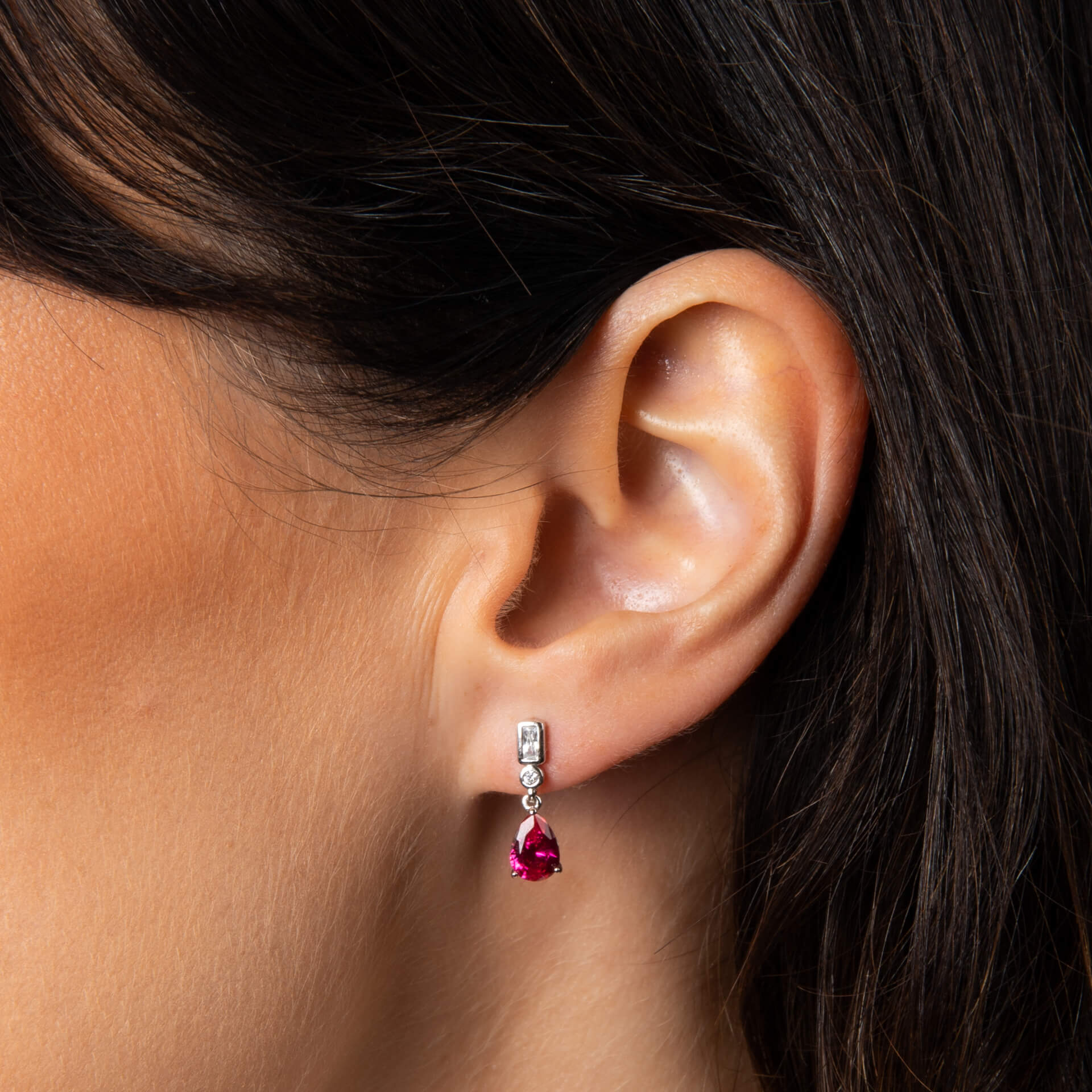 Gecko Jewellery Sterling Silver Bezel and Teardrop Zirconia Earrings
