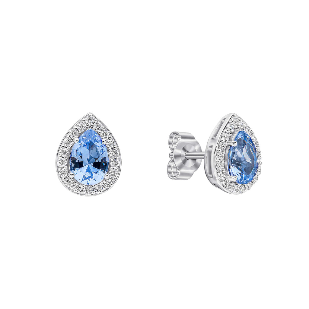 Gecko Jewellery Zirconia Halo Teardrop Stud Earrings in Sterling Silver