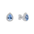 Gecko Jewellery Zirconia Halo Teardrop Stud Earrings in Sterling Silver