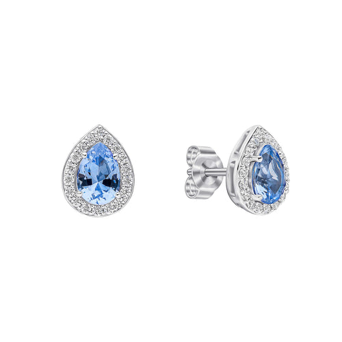 Gecko Jewellery Zirconia Halo Teardrop Stud Earrings in Sterling Silver