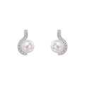 Gecko Jewellery Half Halo Pearl Stud Earrings in Sterling Silver