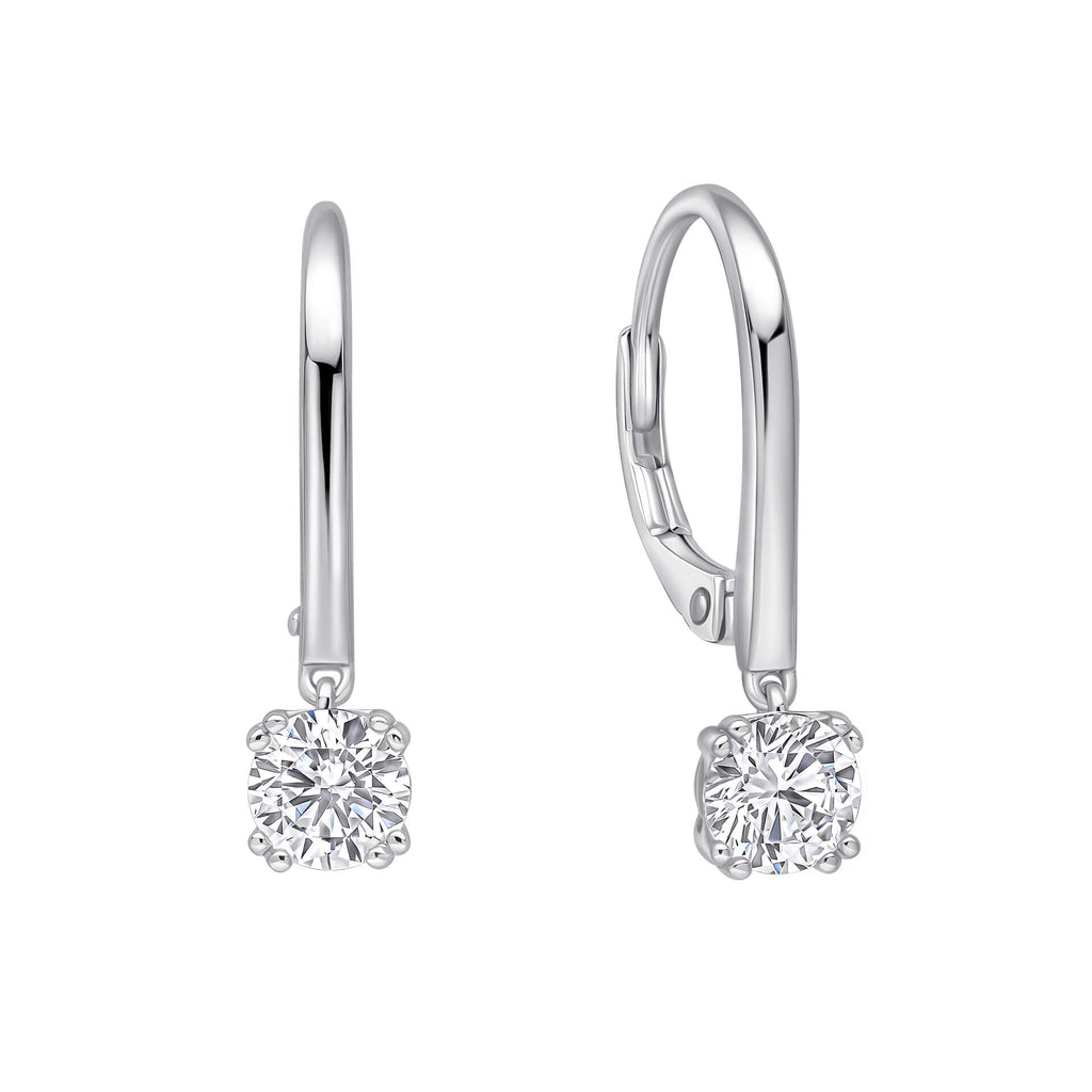 Gecko Jewellery Double Claw Solitaire French Hook Earrings in Silver