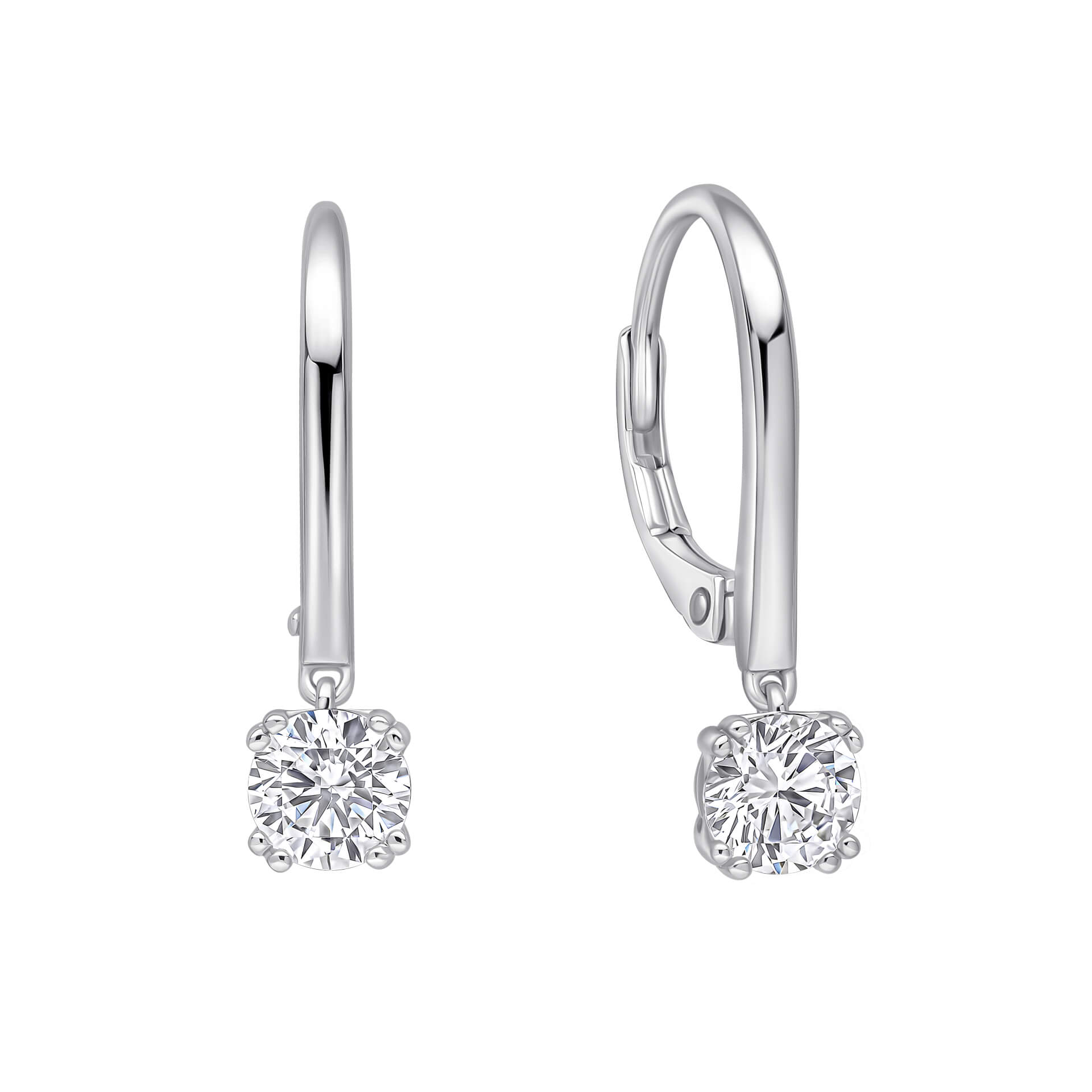 Gecko Jewellery Double Claw Solitaire French Hook Earrings in Silver